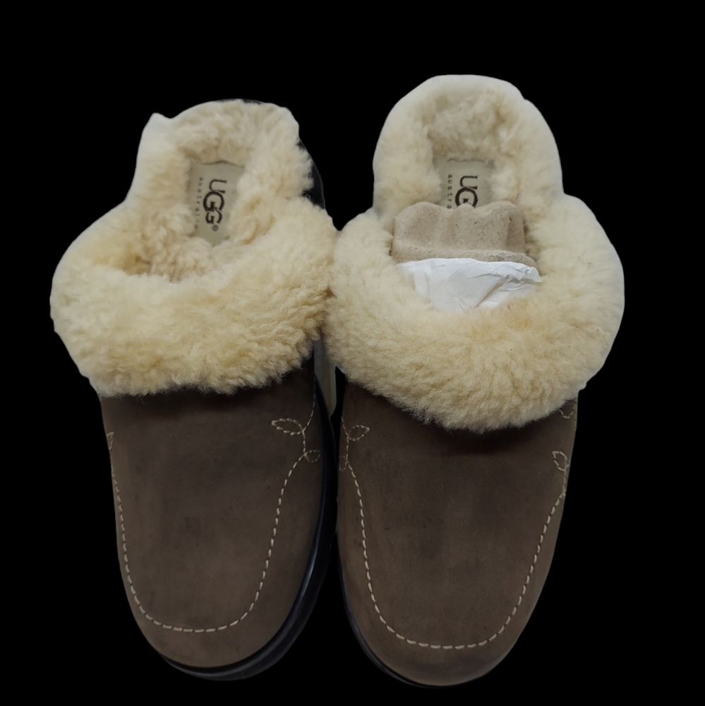 UGG Australia Blossom Embroidered Suede Mules Women's Size 7 - Picture 1 of 9